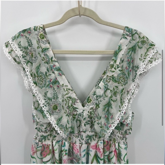 New House of Harlow Patchwork Floral Print V Neck Tiered Maxi Dress🌸 Large NWOT - Picture 8 of 14